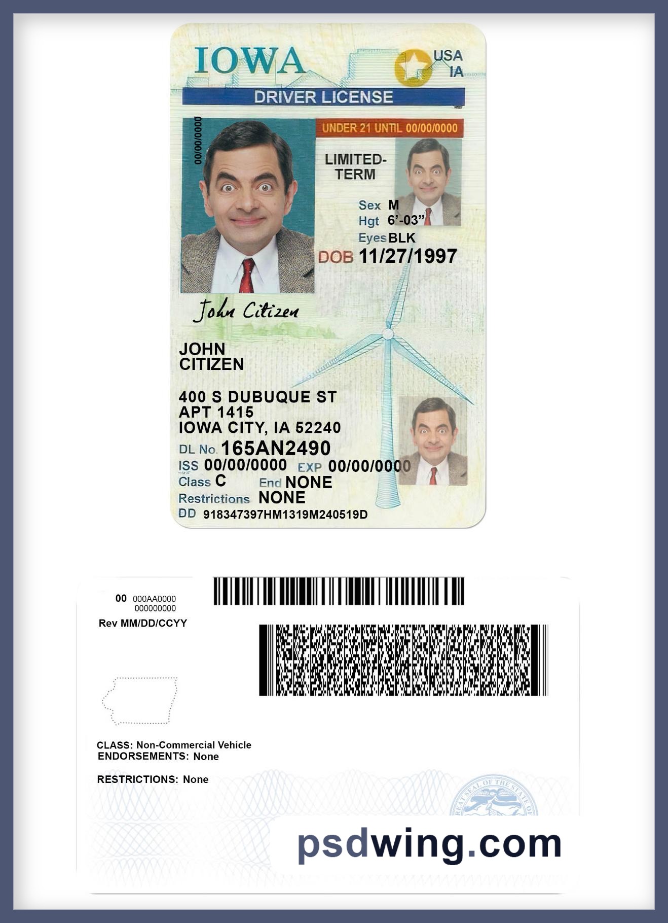 USA Iowa Driving License Under 21